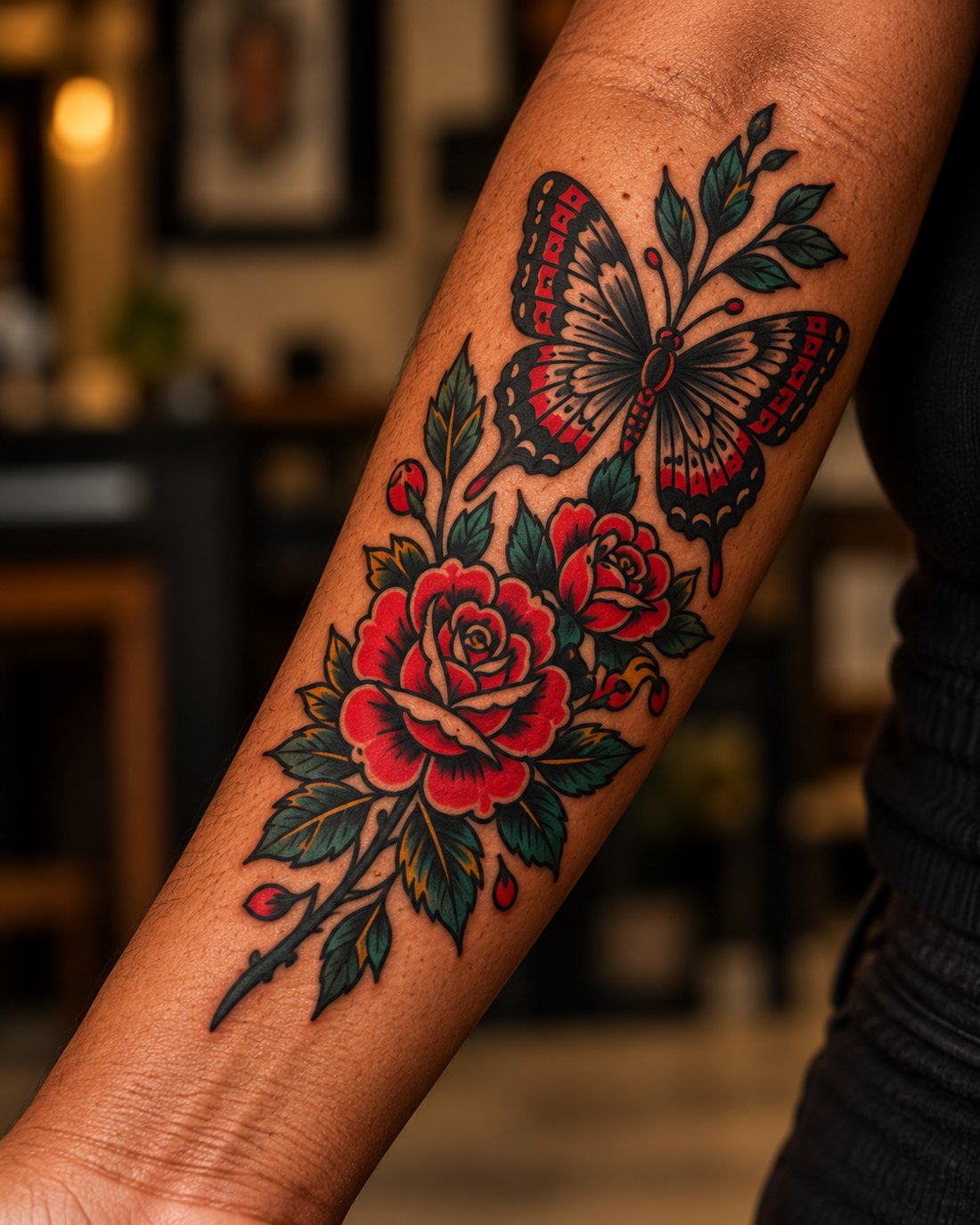 Butterfly and Roses